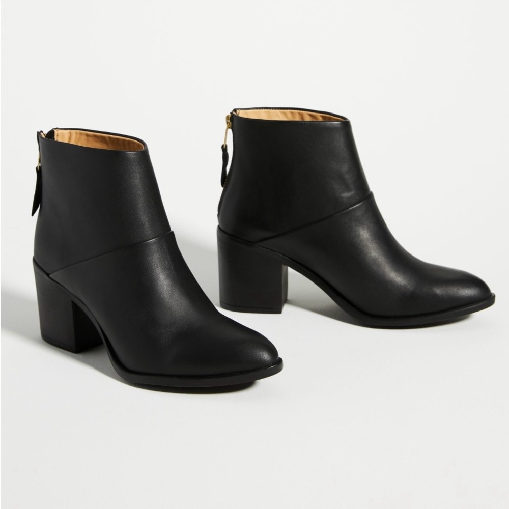 Nisolo Womens Black Dari Heeled Waterproof Leather Ankle Booties Size 7